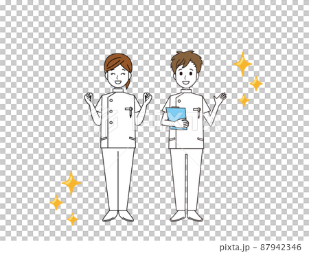 男性と女性の看護師　医療従事者　イラスト 87942346