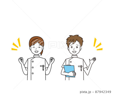 男性と女性の看護師 医療従事者 イラストのイラスト素材