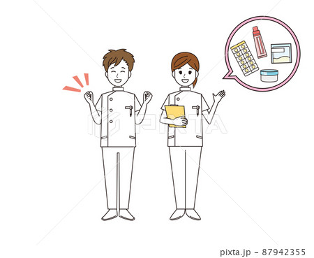 男性と女性の看護師 医療従事者 イラスト 男性と女性の看護師 医療従事者 イラスト 87942355