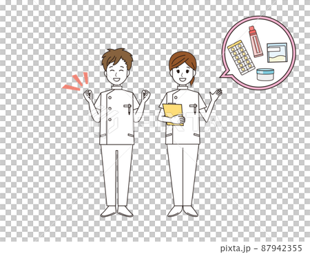 男性と女性の看護師 医療従事者 イラスト 男性と女性の看護師 医療従事者 イラスト 87942355