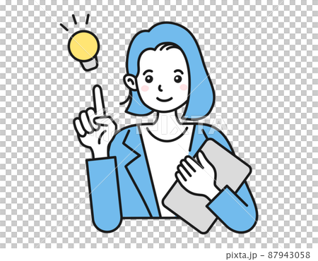 ひらめき/提案をする女性　シンプルな人物イラスト　ビジネスパーソン 87943058