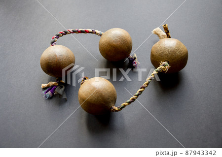 Traditional thelevi gourg, or aslatua, kasskass on black background 87943342