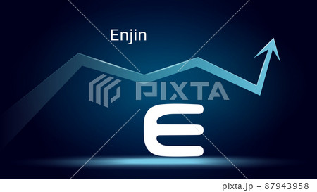Enjin ENJ in uptrend and price is rising. Cryptocurrency coin symbol and up arrow. Flies to the moon. Vector illustration. Enjin ENJ in uptrend and price is rising. Cryptocurrency coin symbol and up arrow. Flies to the moon. Vector illustration. 87943958