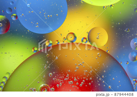 abstract colored balls of oily liquid on a blurred background 87944408