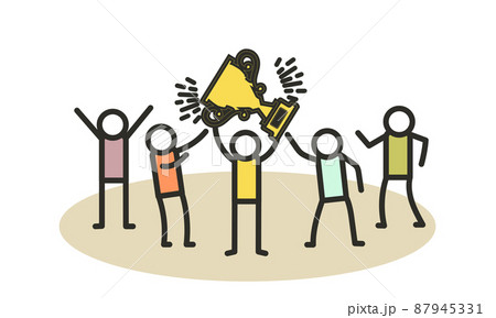 Business people winner prize customer vector illustration employee. Man and woman celebration first quality rank. Office people reward cup trophy up success. Award leader victory goal challenge Business people winner prize customer vector illustration employee. Man and woman celebration first quality rank. Office people reward cup trophy up success. Award leader victory goal challenge 87945331