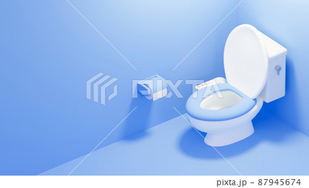3Dイラストレーションで構成されたトイレのイメージ。 87945674