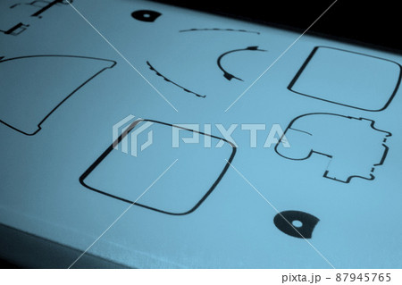 Industrial powder 3D printer printing process close-up. Multi Jet Fusion MJF Industrial powder 3D printer printing process close-up. Multi Jet Fusion MJF 87945765