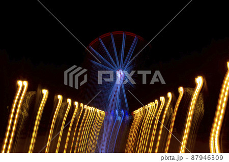 background blurred abstraction of colored lanterns and decorations. background blurred abstraction of colored lanterns and decorations. 87946309