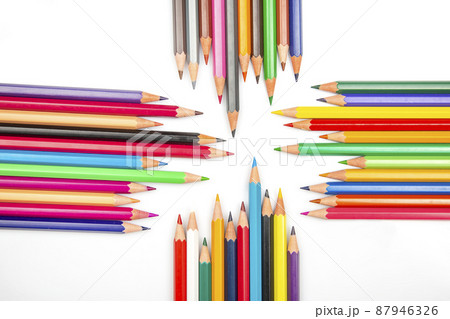 set of colored pencils for drawing on a white background. set of colored pencils for drawing on a white background. 87946326