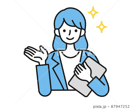 説明・案内をする女性　ビジネスパーソン　ベクターの人物イラスト 87947252