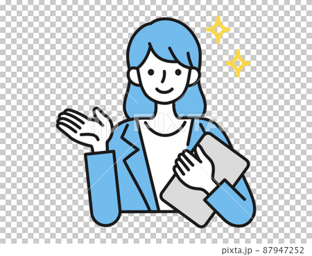 Female business person vector person illustration to explain and guide 87947252