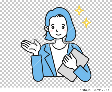 Female business person vector person illustration to explain and guide Female business person vector person illustration to explain and guide 87947253