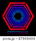abstract cryptocurrency logo made of geometric shapes dark background 87949404