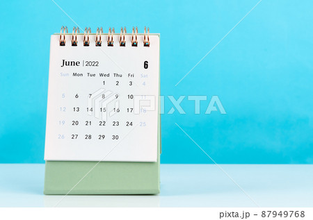 June calendar 2022 on blue background. June calendar 2022 on blue background. 87949768