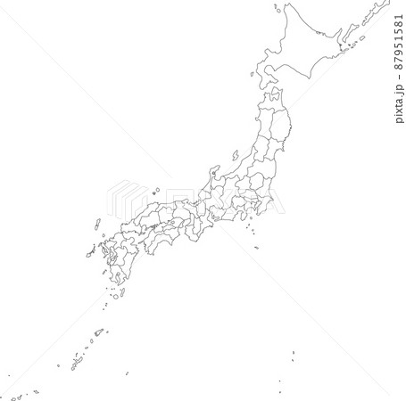 詳細な白抜き日本地図の県境 87951581