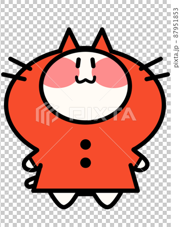Illustration material of Nyanko wearing a raincoat Illustration material of Nyanko wearing a raincoat 87951853