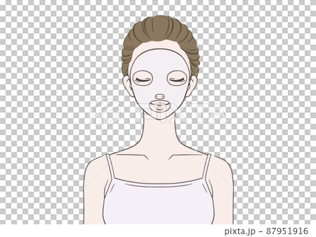 フェイスパックをつけて目を閉じる女性 87951916