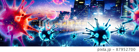 Corona virus background, pandemic risk concept. 3D illustration Corona virus background, pandemic risk concept. 3D illustration 87952700