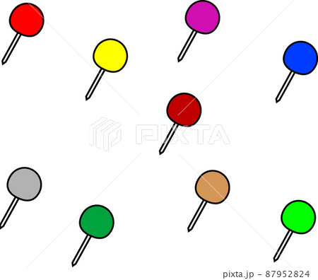 可愛い丸い押しピンのイラストのイラスト素材