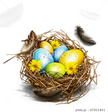 Beautiful Easter background with colorful Easter eggs 87952841