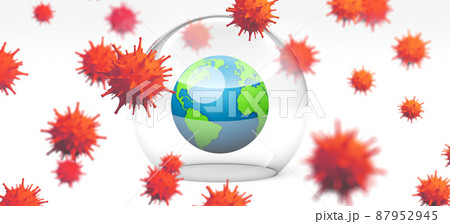 Earth under the dome. Vaccination concept. 3D Rendering Earth under the dome. Vaccination concept. 3D Rendering 87952945