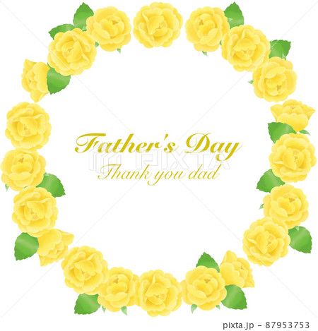 父の日をイメージした黄色いバラのリース 87953753
