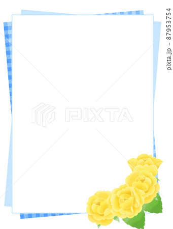 父の日をイメージした黄色いバラの飾り枠 父の日をイメージした黄色いバラの飾り枠 87953754