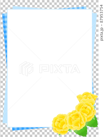 父の日をイメージした黄色いバラの飾り枠 父の日をイメージした黄色いバラの飾り枠 87953754