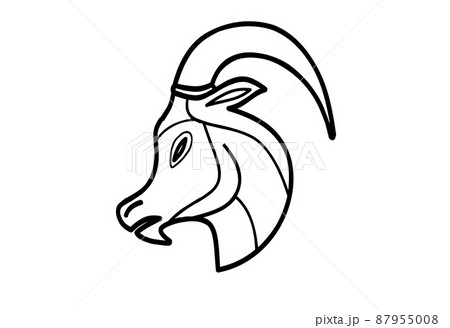 The Capricorn zodiac symbol, horoscope sign on white background. Royalty high-quality stock of Capricorn signs isolated on white background. Horoscope, astrology icons with simple style 87955008
