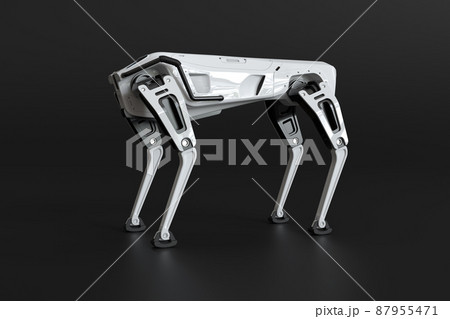Robot dog standing on black background Robot dog standing on black background 87955471