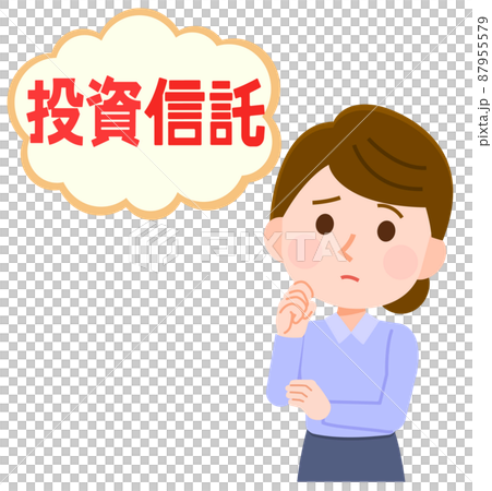 一位擔心投資信託的女性的插圖 87955579