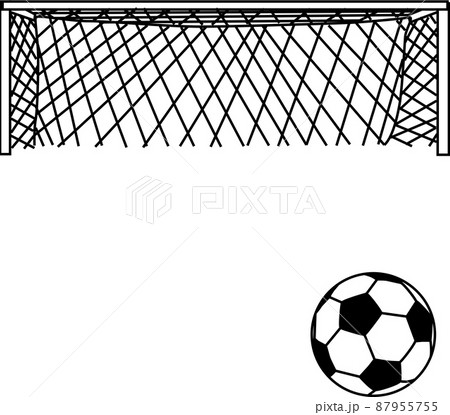 サッカーボールとサッカーゴールのイラストのイラスト素材