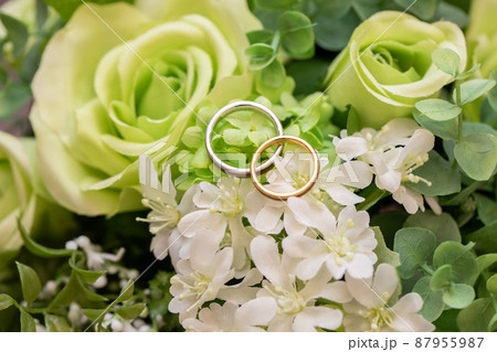 グリーンの花と結婚指輪 wedding ring グリーンの花と結婚指輪 wedding ring 87955987