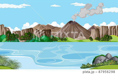 Prehistoric forest scene background 87956298