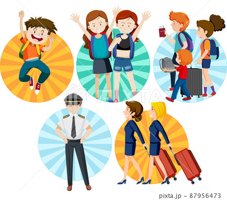 A set of Travel holiday theme man and women on white background A set of Travel holiday theme man and women on white background 87956473