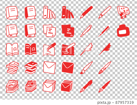 [Thick line] A little handwritten style paper and pen icon 87957319