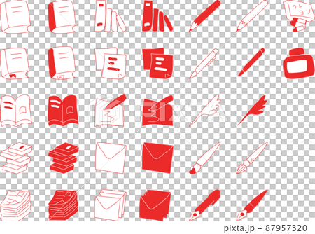 [Thin line] A little handwritten style paper and pen icon 87957320