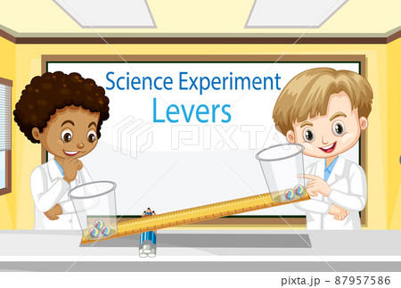 Science concept with levers experiment Science concept with levers experiment 87957586