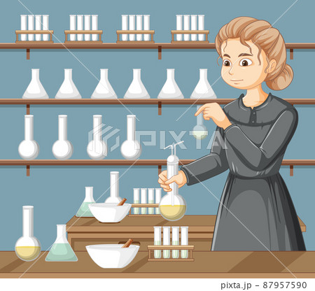 Portrait of Marie Curie in cartoon style 87957590