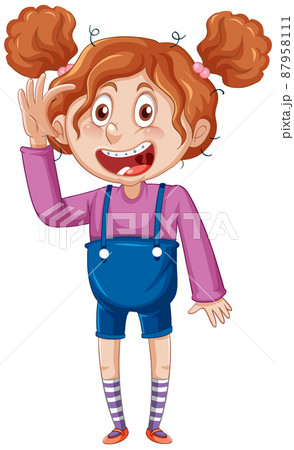 A boy standing on the floor cartoon character on white background A boy standing on the floor cartoon character on white background 87958111