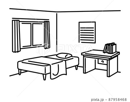 ベッドと机があるこども部屋の風景 87958468