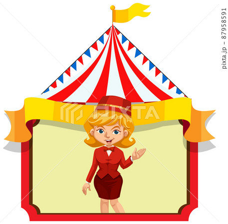Happy girl in circus costume on the banner Happy girl in circus costume on the banner 87958591