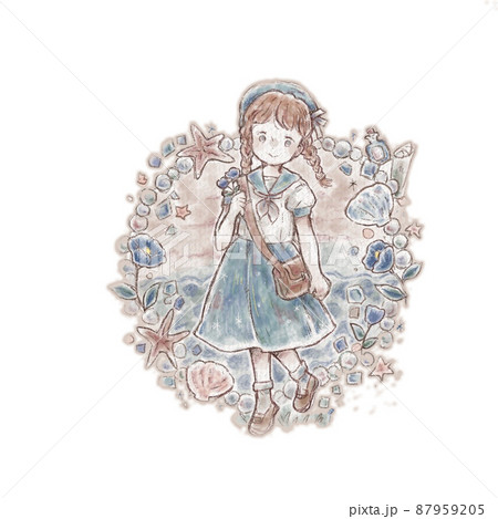 夏のセーラー服の女の子 87959205