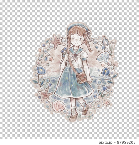 夏のセーラー服の女の子 87959205