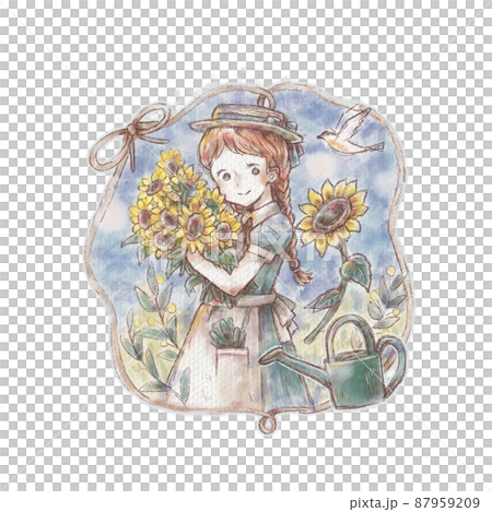 ひまわりと青空と女の子 87959209