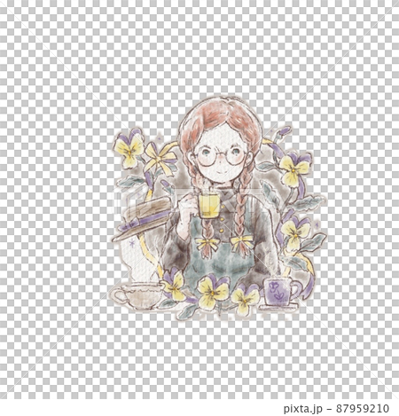 Viola flower and girl with glasses 87959210