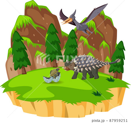 Scene with ankylosaurus and pterosaur 87959251