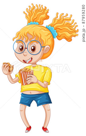 Cute girl standing on white ground 87959280