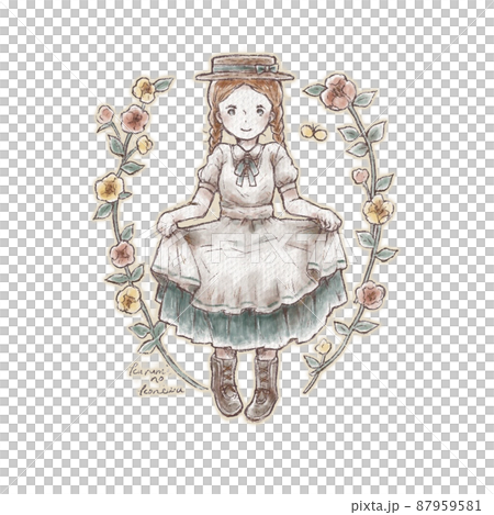 Girl in flower and apron dress 87959581
