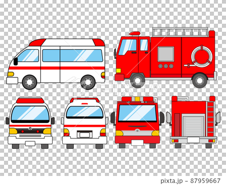 救急車 消防車 ベクターイラスト 救急車 消防車 ベクターイラスト 87959667